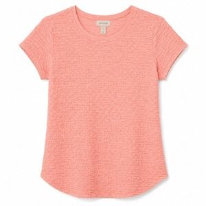 Chicos Travelers Textured Coral Pink Top Cap Sleeve Chicos Size 4 / XXL NWT